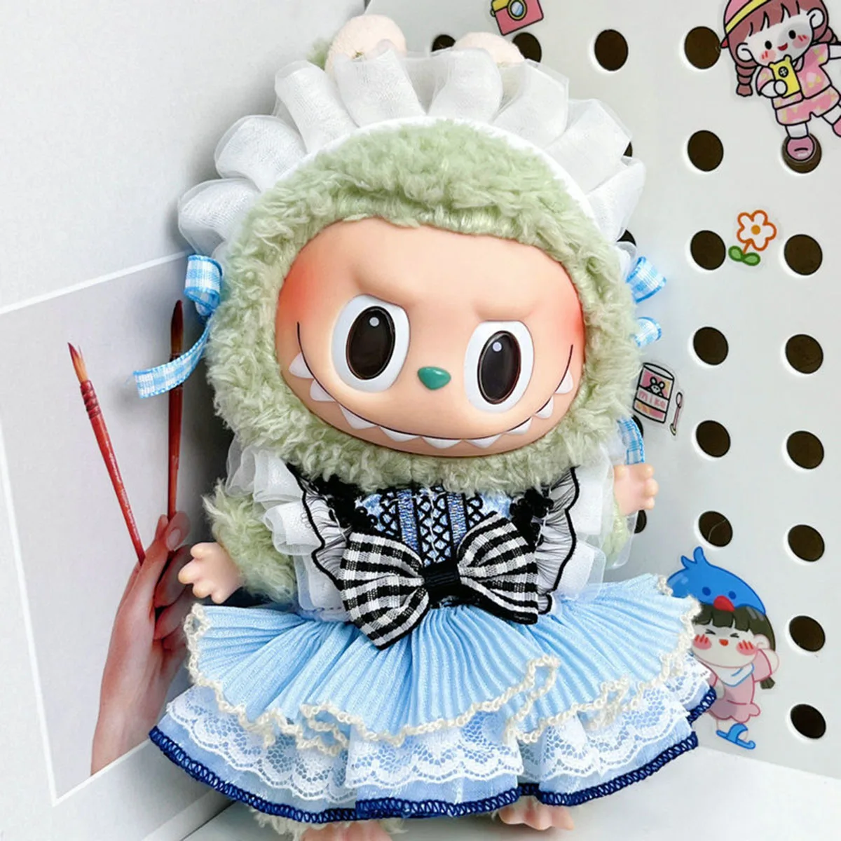 كيس نوم لطيف على شكل دمية قطيفة صغيرة على شكل رسوم كرتونية مع قناع عين لهدية ملابس لابوبو