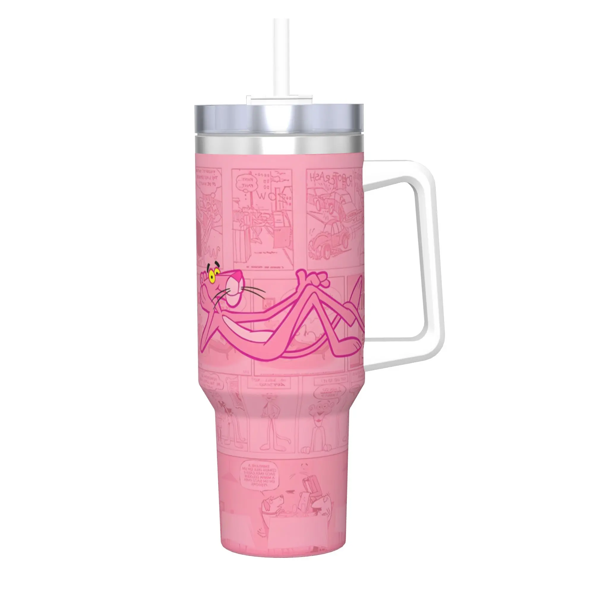 

Милый мультяшный стакан Pinks Panthers, вакуумные изолированные кофейные чашки, школьная кружка из нержавеющей стали, бутылка для воды, 40 унций