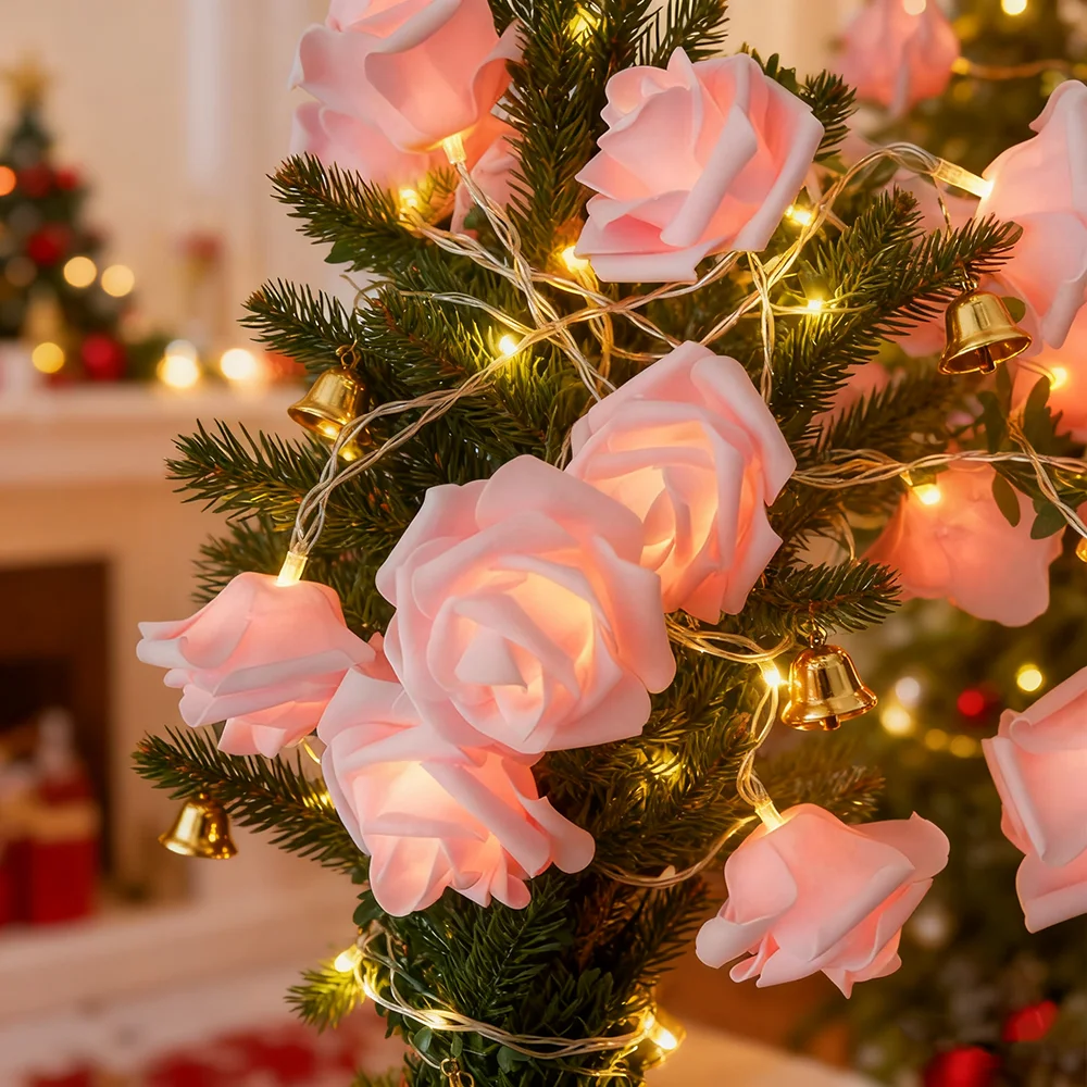 1pc 20LED Rose Flower String Light, Fairy String Lights String Light for Valentines Wedding Party Anniversary Mother's Day Decor