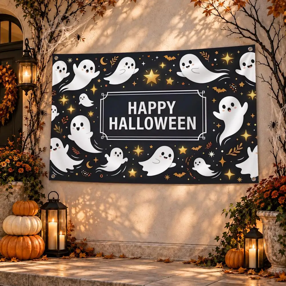 Halloween Ghost Pumpkin Flags Flag Soft skin-friendly Durable Tapestry Outdoor party Home living room bedroom Decoration