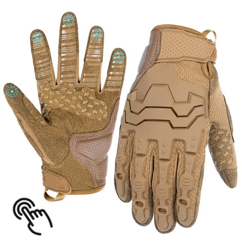 Tactical gloves with five-finger touch screen, outdoor protective, anti-slip, motorcycle impact-resistant combat gloves, new mod