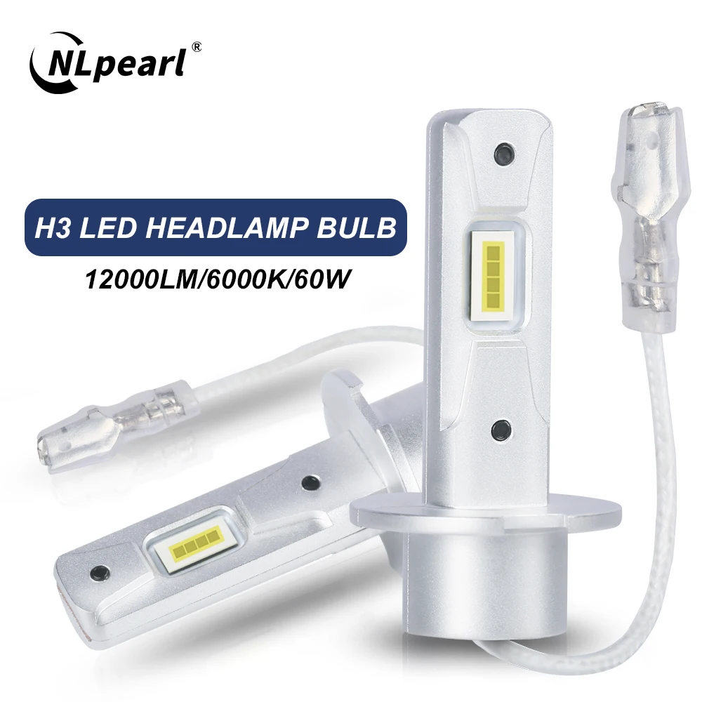 NLpearl 40W Car H3 Fog lights Headlight H3 led Bulbs Lamp 8000LM Day Driving Light Fanless Auto 6000K White 12V 24V Automotive