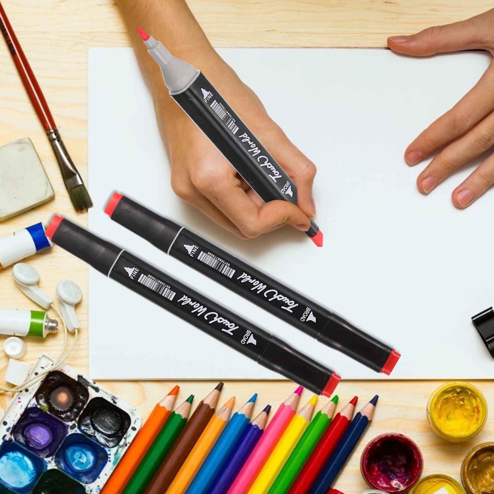 

Marker Pen Set Double-headed Graffiti Markers for DIY Watercolor Oily Black Convenient Drawing Pens Creative