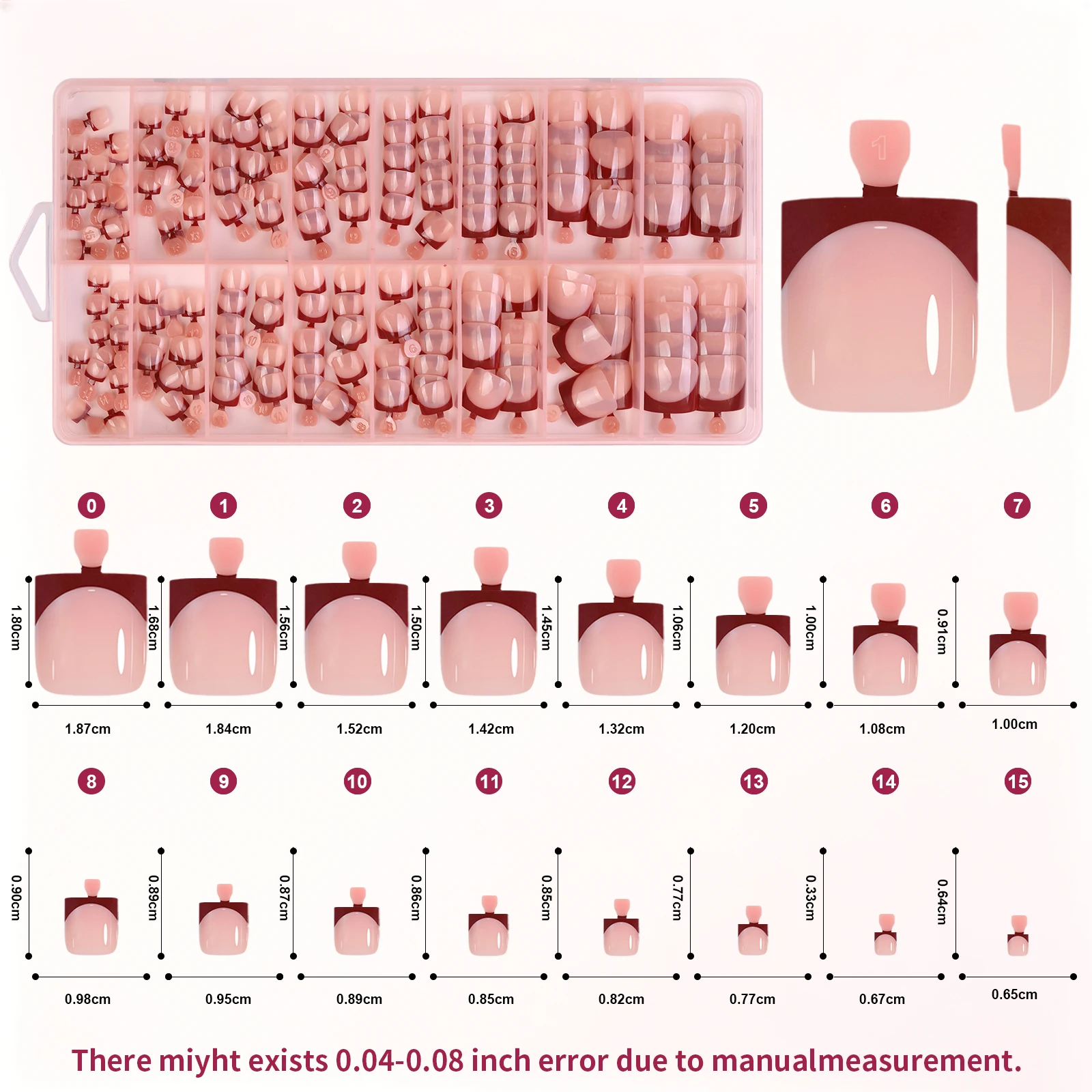 160 Stück Nude Kurze Quadratische Soft-Gel Press-On Zehennägel, Vorgefertigte Künstliche Zehennägel, Wiederverwendbare Acryl-Kunstnägel, DIY Salonbedarf – Detail 7