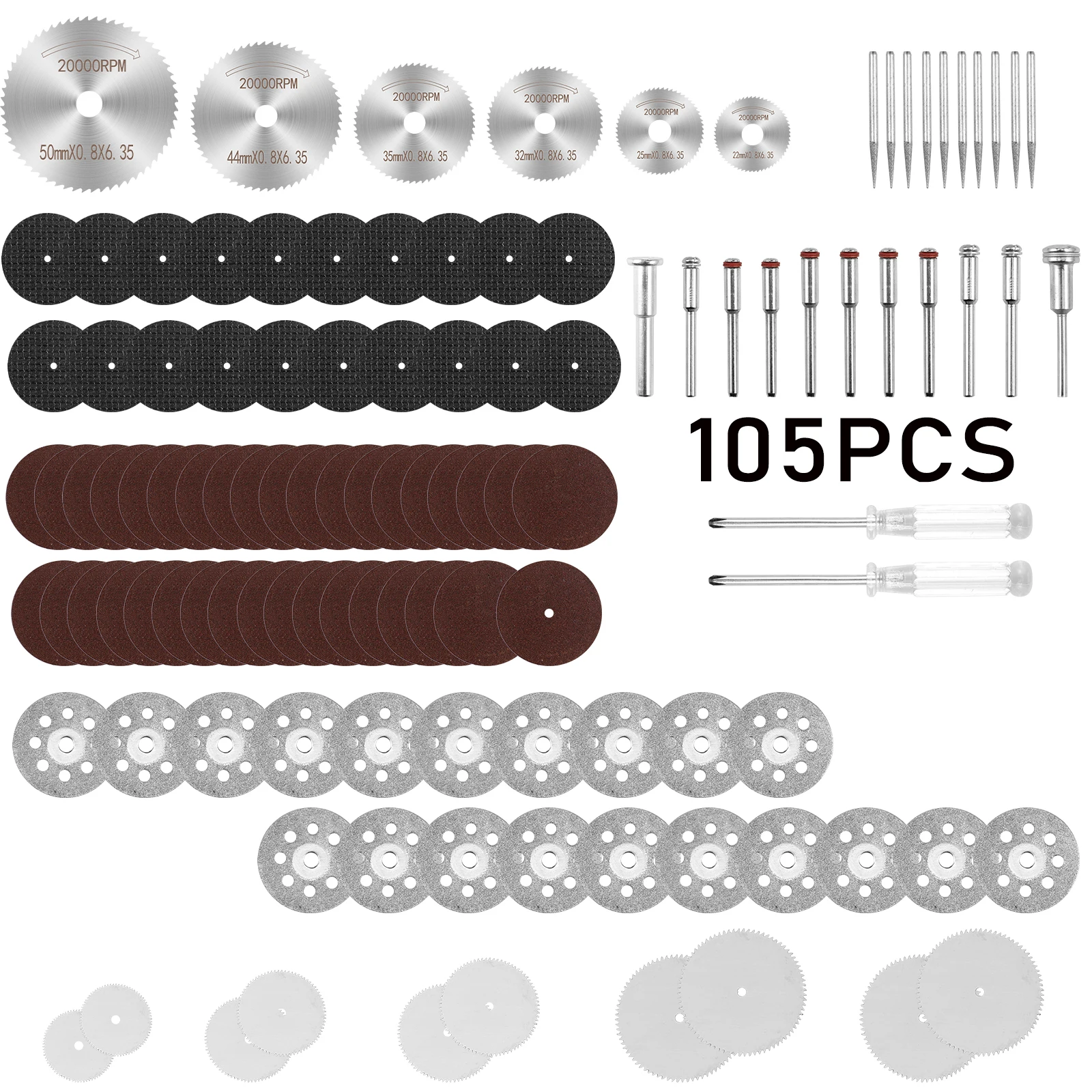 

105 шт. набор отрезных кругов для вращающегося инструмента HSS дисковые пилы Алмазные, дерево, стекло, пластик, металл, камень, набор сверл для резки