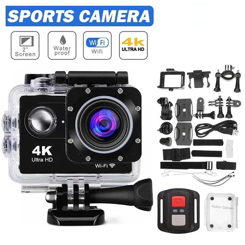 Cámara de Acción Ultra HD 30fps, casco subacuático, impermeable, pantalla de 2,0 pulgadas, WiFi, Control remoto, cámara de Video deportiva gopro