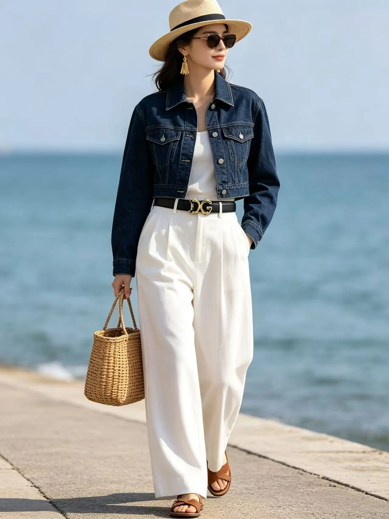 A premium women's business-style belt featuring pure color and a minimalist, casual design that pairs perfectly with jeans and d
