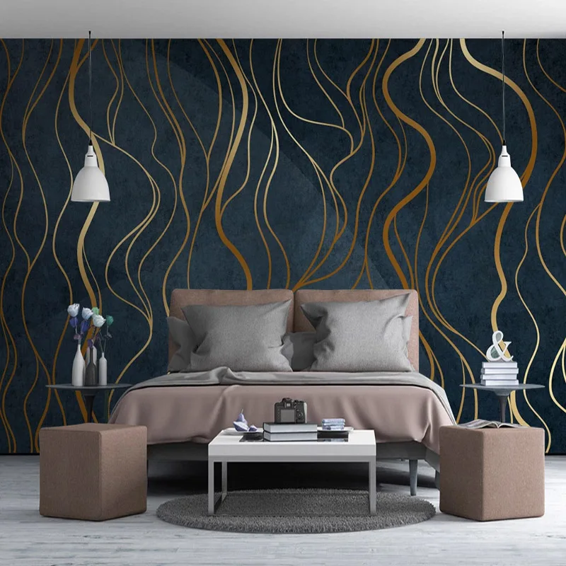 Customized product Mural Wallpaper 3D Personality Abstract Geometry Line Living room sofa TV background Study bedroom restaurant