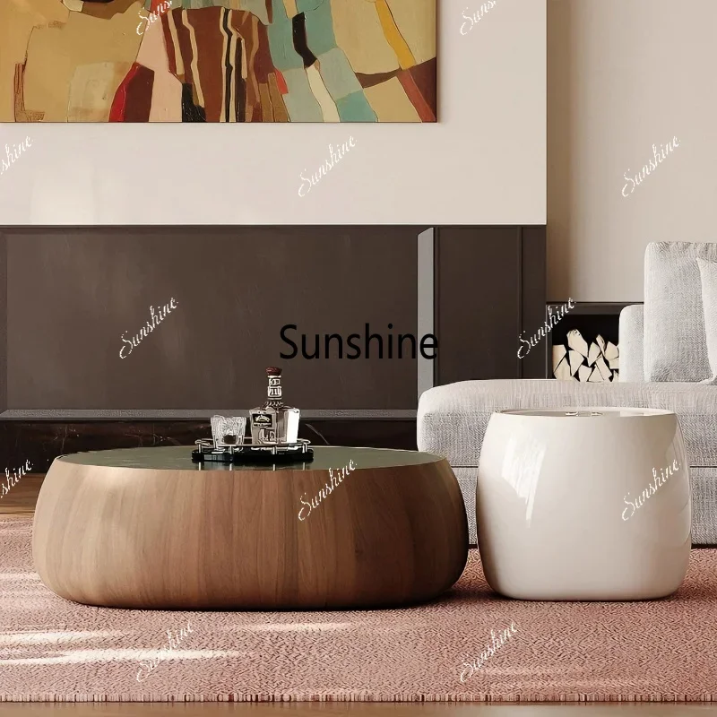 Italian fiberglass inkstone coffee table modern simple living room high-end light luxury coffee tableTJ
