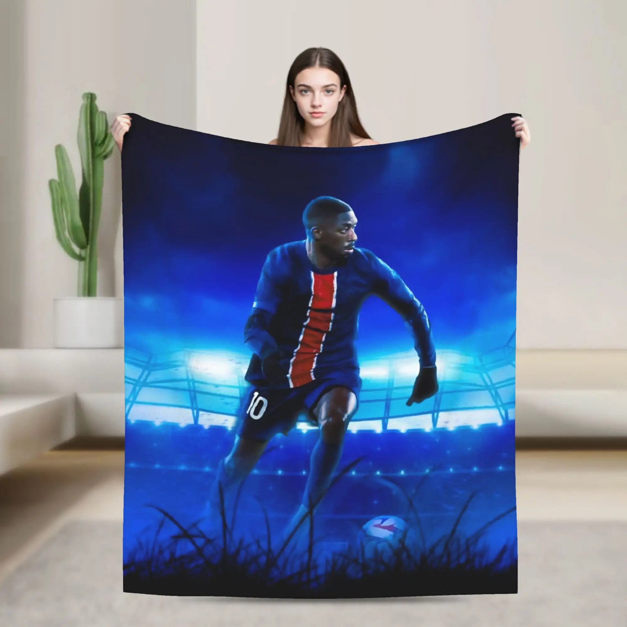 Dembele Number 10 Blanket Velvet Summer Air Conditioning Football Portable Warm Throw Blanket for Home Travel Bedspread
