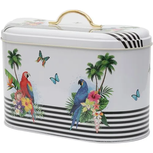 House Parrot Pattern Metal Bread Cart 11 lt-White