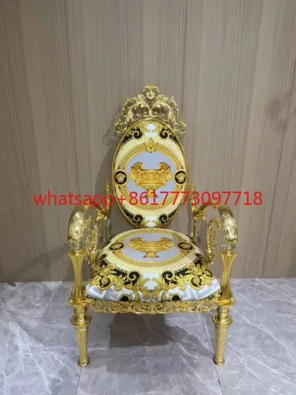 

Luxury armchair, exquisite yellow metal armchair, yellow copper chair