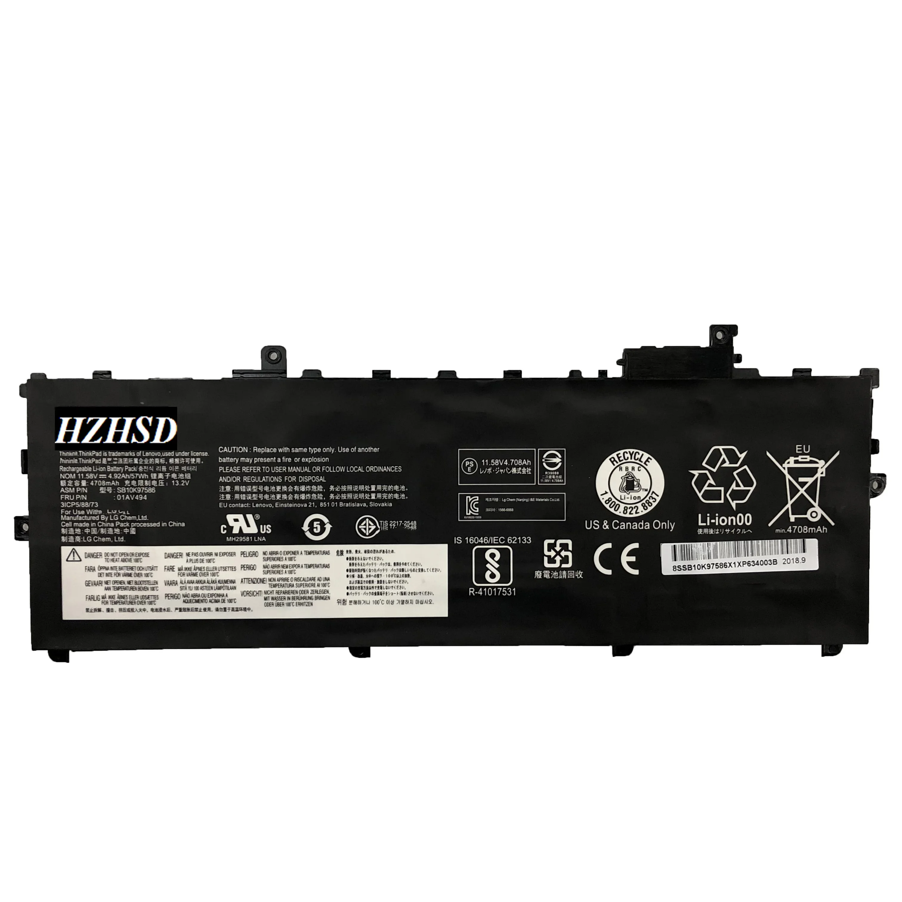 Imagem -03 - Bateria Original do Portátil para Lenovo Thinkpad Carbono x1 ° 2023 ° 2023 Série 01av429 Sb10k97586 11.58v 57wh 01av494 01av430