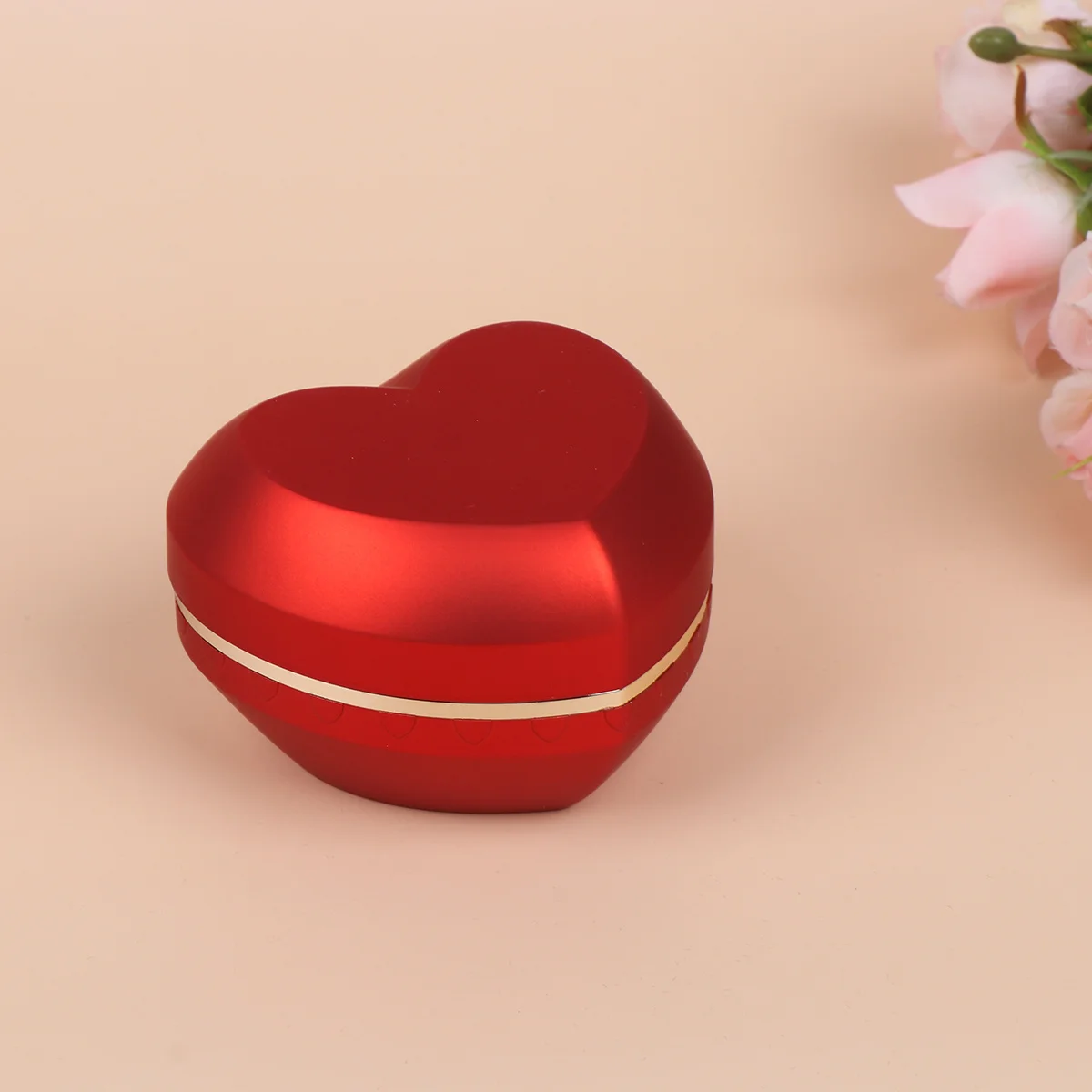 

Heart Shape Ring Box Red Led Light Jewelry Case For Proposal Wedding Valentine'S Day Gift Durable Fabric Interior Spotlight
