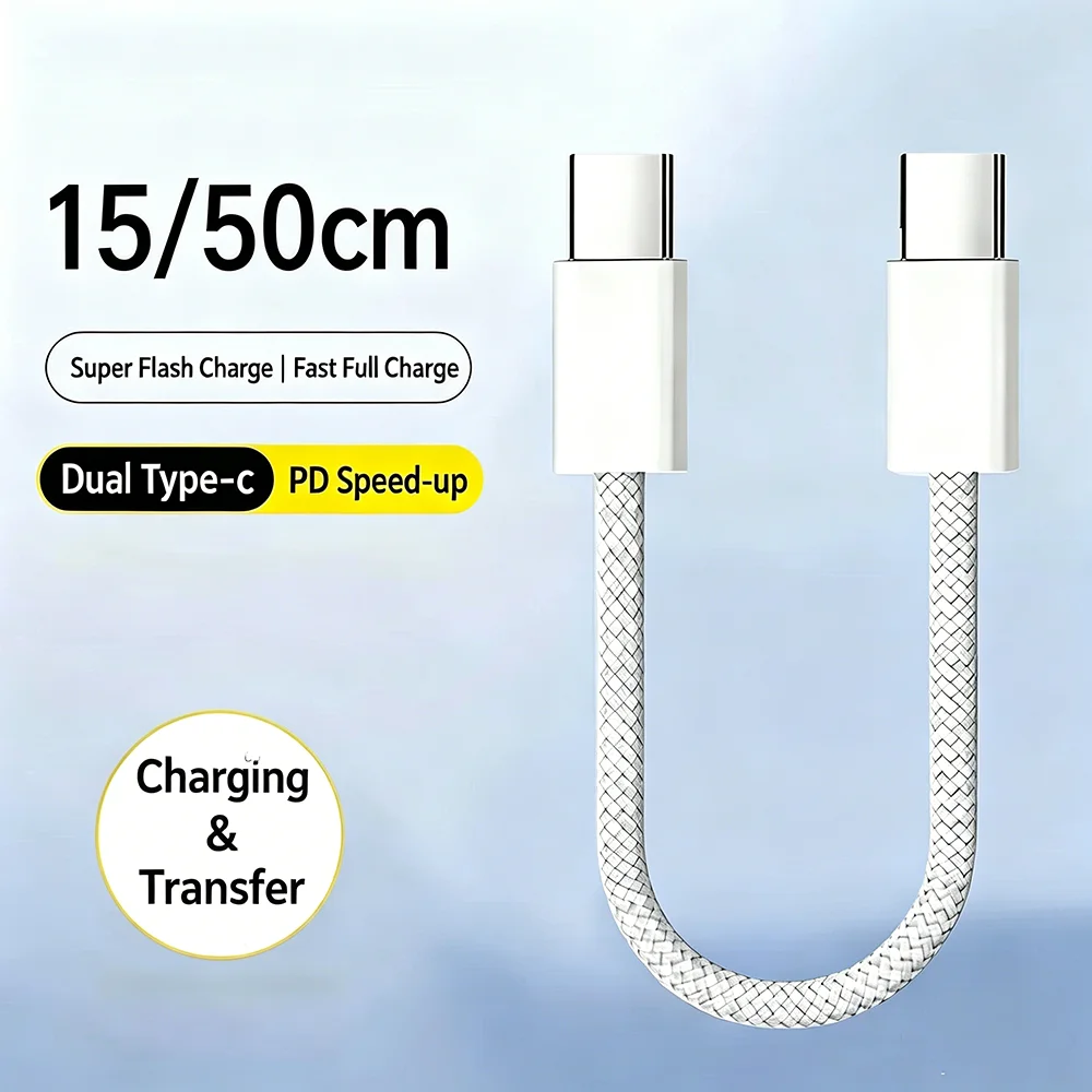 15CM 50CM Kurzes Winkel-USB-C-auf-USB-C-Kabel für schnelles Laden – Kompatibel mit iPhone 17, 16, Xiaomi, Samsung, Huawei, Powerbank – USB-C-Datenkabel