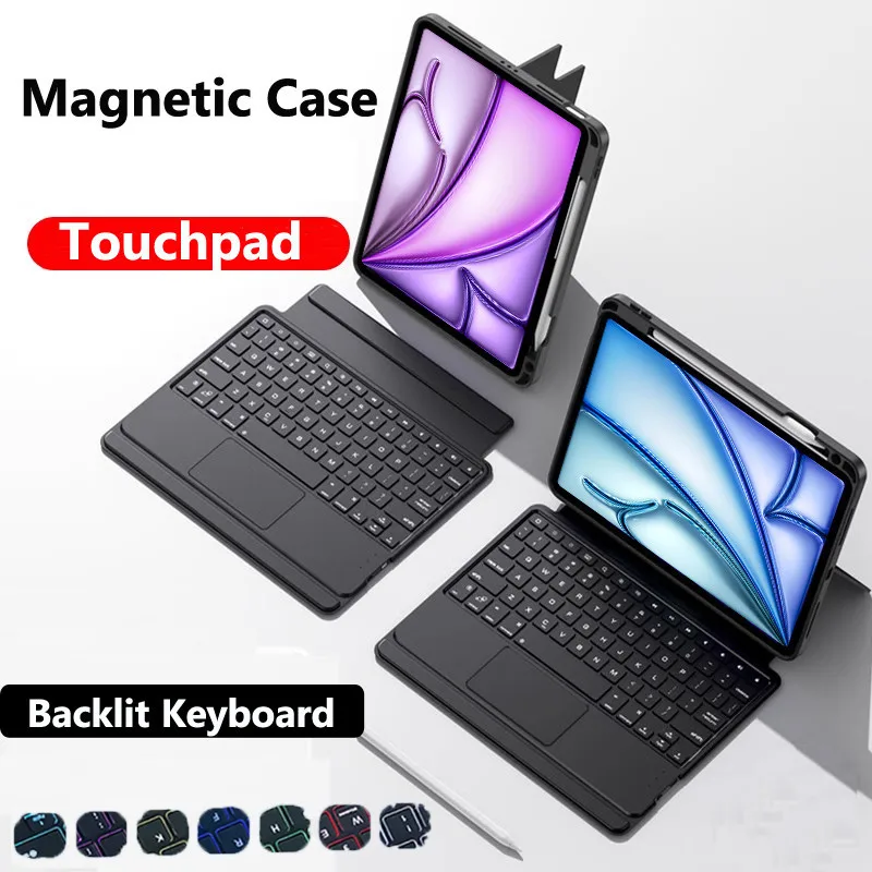 Magnetic Keyboard for IPad Air 11 2024 Air6 Pro 12.9Air 5 4 3 10th 10.9 10.2 9th 8th 7th Mini 6 2021 Case Backlit Trackpad Cover