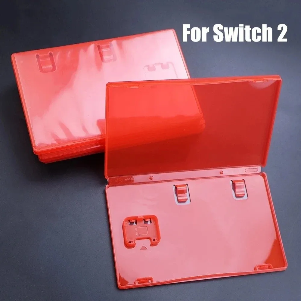 Transparent Game Card Box Plastic Red Storage Case Box with Book Holder Cartridge Holder Shell for Switch 2 For Inserted Cover