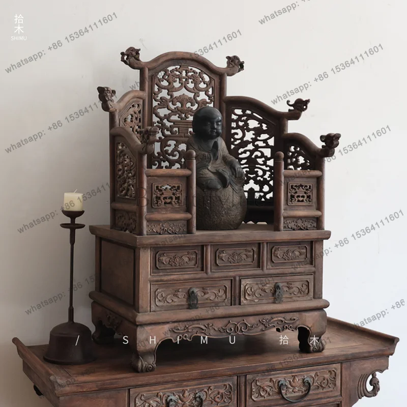 FG  Buddhist Altar Solid Wood Offering Table Antique Style Old Object Buddha Altar