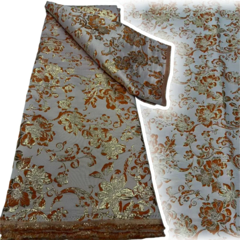 

Latest African Jacquard Lace Fabric 2026 High-Quality Nigerian Chiffon Lace Fabric Women's Evening Gown Dress Sewing 5yards 1965