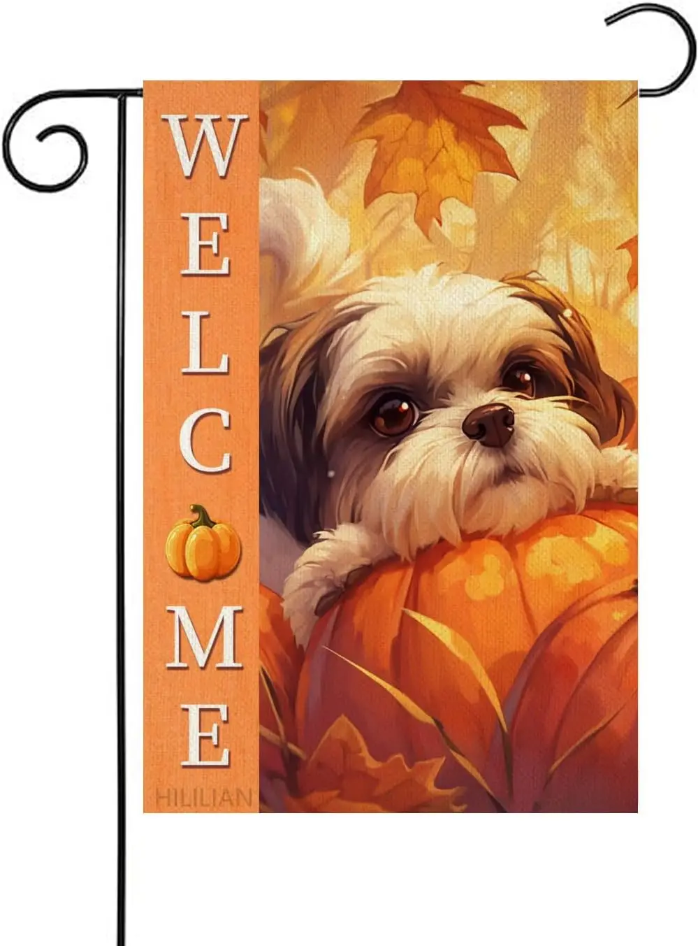 Shih Tzu Flag 12x18 Double Sided, Burlap Small Pumpkins Garden Yard House Flags Outside Outdoor Autumn Porch Lawn Decoration xxl