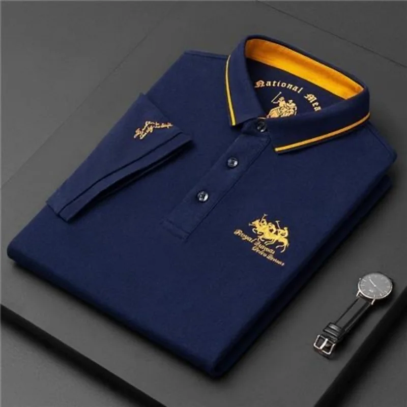 2026 High Quality Men's Cotton Embroidered Polo Shirt Summer New High-end Business Casual Lapel Short Sleeve T-shirt