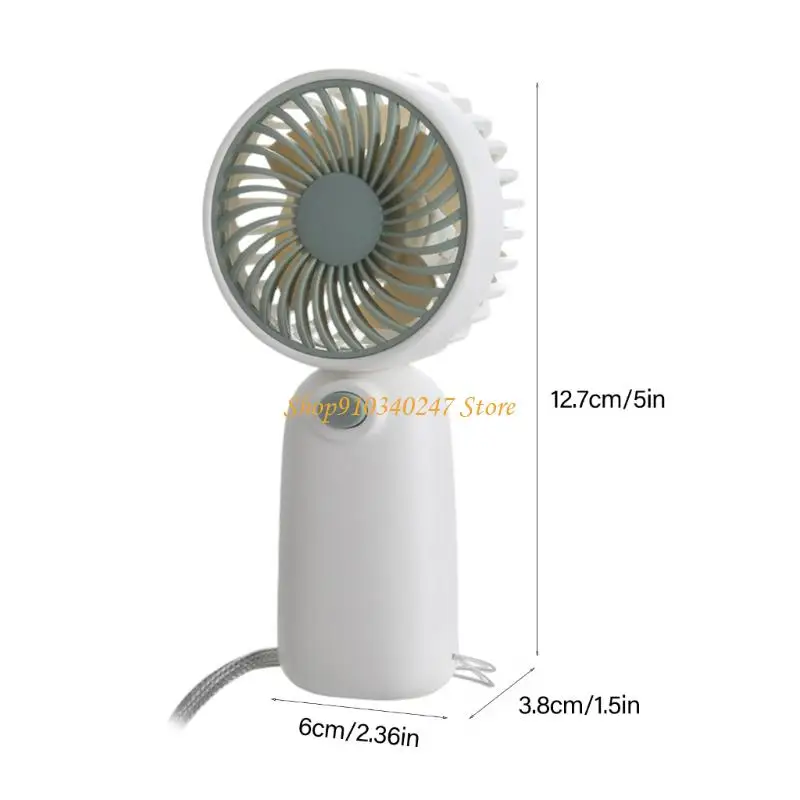 Q22A Portable Handheld Fan Battery Operated Silents Motor Includes Wrist Straps For Desk Car Trip