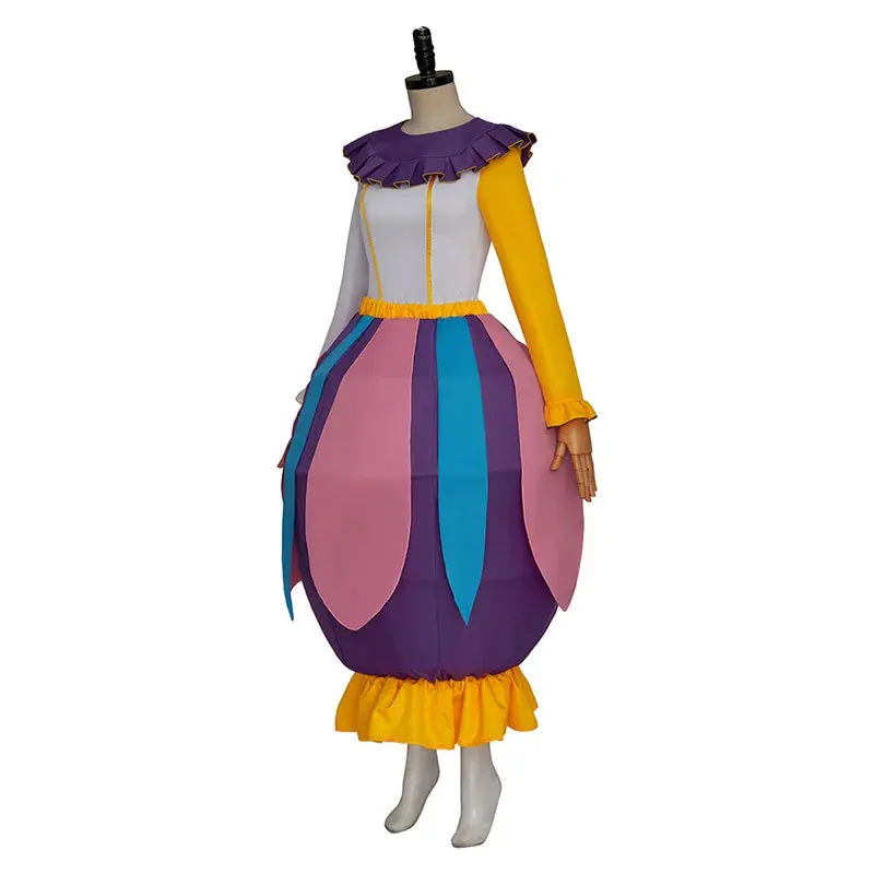 Teekanne Cosplay Mrs Potts Lange Ärmel Bunte Kleid Hut Kostüm Erwachsene Frauen Halloween Weihnachten Karneval Fanshion Kleidung