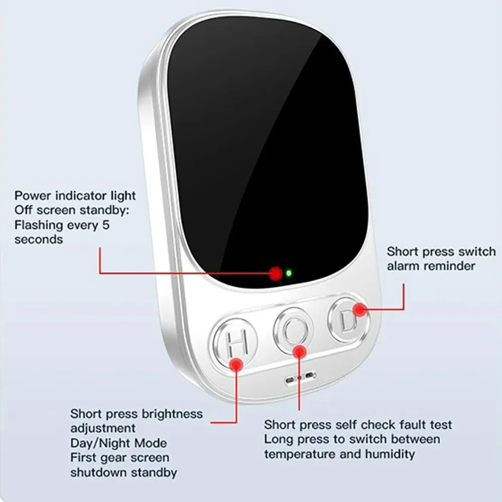 High Sensitivity Carbon Monoxide Detector Real Time Monitoring Portable CO Monitor Large Screen Temperature Humidity Detector - Image 5
