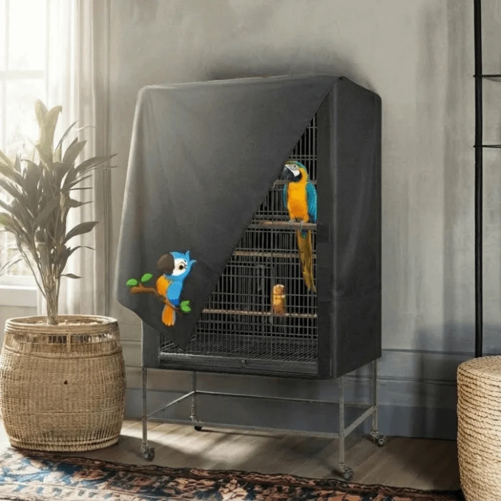 Light-Blocking Oxford Cloth Bird Cage Cover Waterproof Ventilated Bird Cage Cover Dustproof Breathable Pet Bird Cage Shield