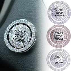 Car Ignition Push Start Stop Button Switch Decoration Diamond Sticker Ring Trim Protective Cover Car Engine Accessories