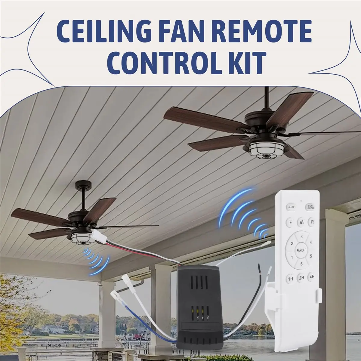 DT81 Universal Ceiling Fan Remote Control Kit 40W 6-Speed Timing Function Replacement Remote for DC Ceiling Fans & Lights