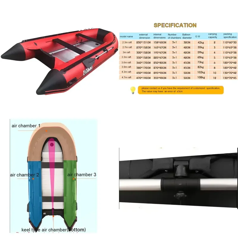High Quality Multi-functional 4 air Chamber 1.2mm Assault Boat Inflatable Kayak Inflatable Fishing Boat Life Raft