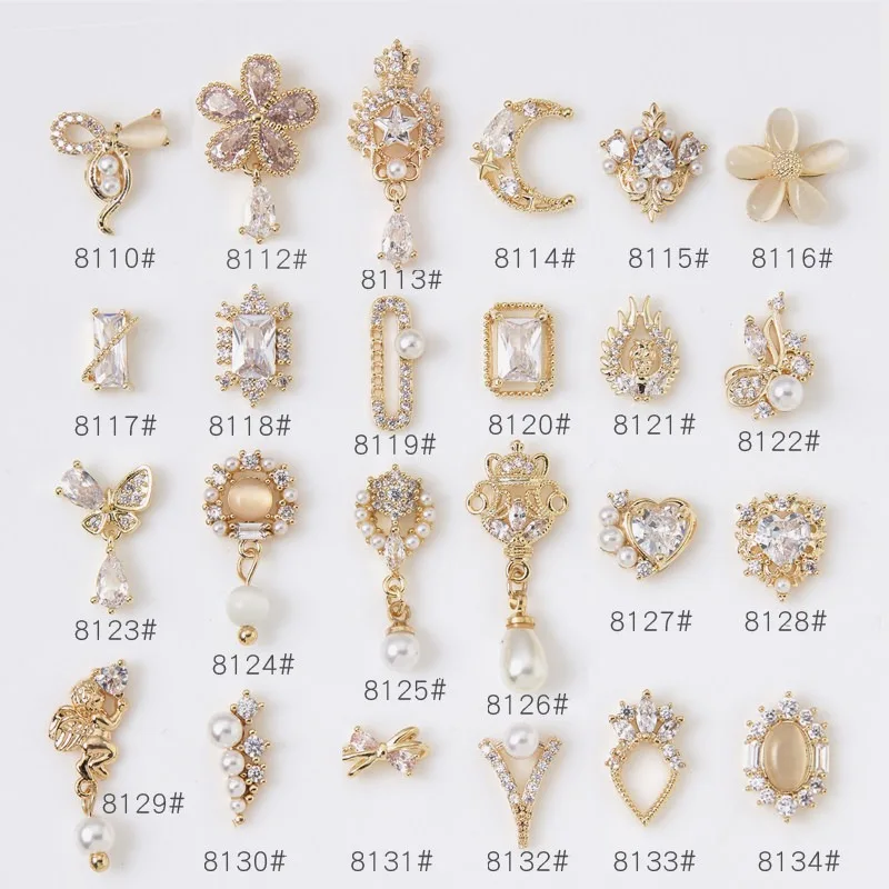 Nagelkunst-Schmuck mit Strass & Zirkonia, Perlenanhänger, Knoten-, Blumen- & Herzdesigns, Trendiges Influencer-Style Nagelzubehör