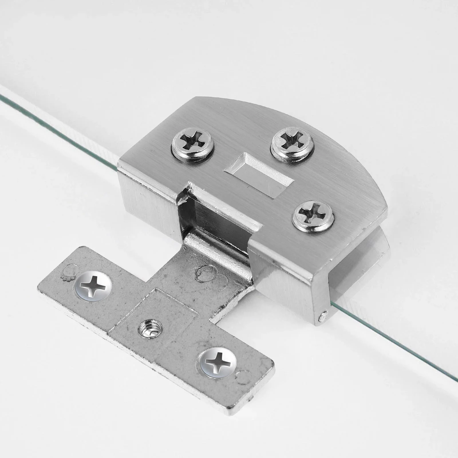 2 Pcs Cabinet Door Hinge Glass Hinges Cooler Non-perforated Silver Zinc Alloy