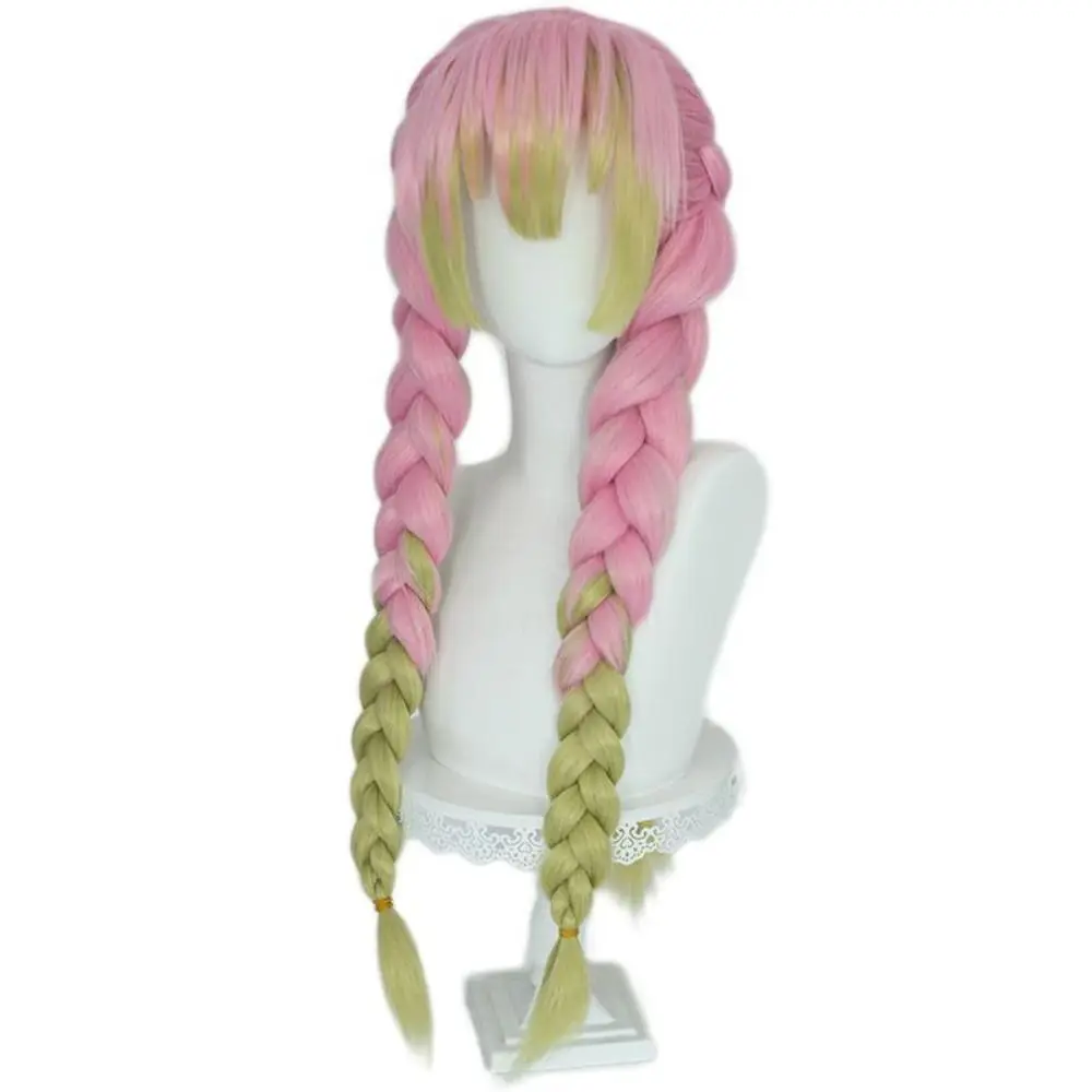 

Demon Slayer Demon Slayer Cosplay Wig New Heat Long Cos Hair Wigs Pink Green Synthetic Mitsuri Kanroji Halloween