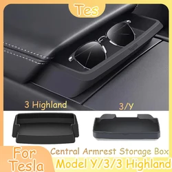 Central Armrest Storage Box For Tesla Model Y/3/3 Highland Car Glasses Phone Storage Case Multi Functional Accessorie 2024 New