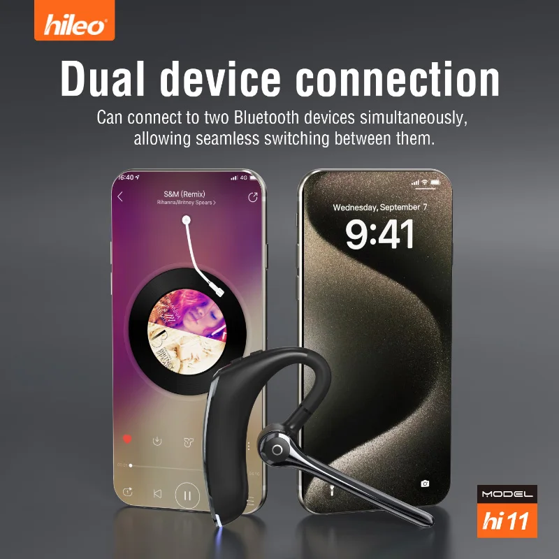 Business Over-Ear Wireless Bluetooth Headphones with HD Noise Reduction, Dual Microphones, Split-and-Switch Functionality for Ca