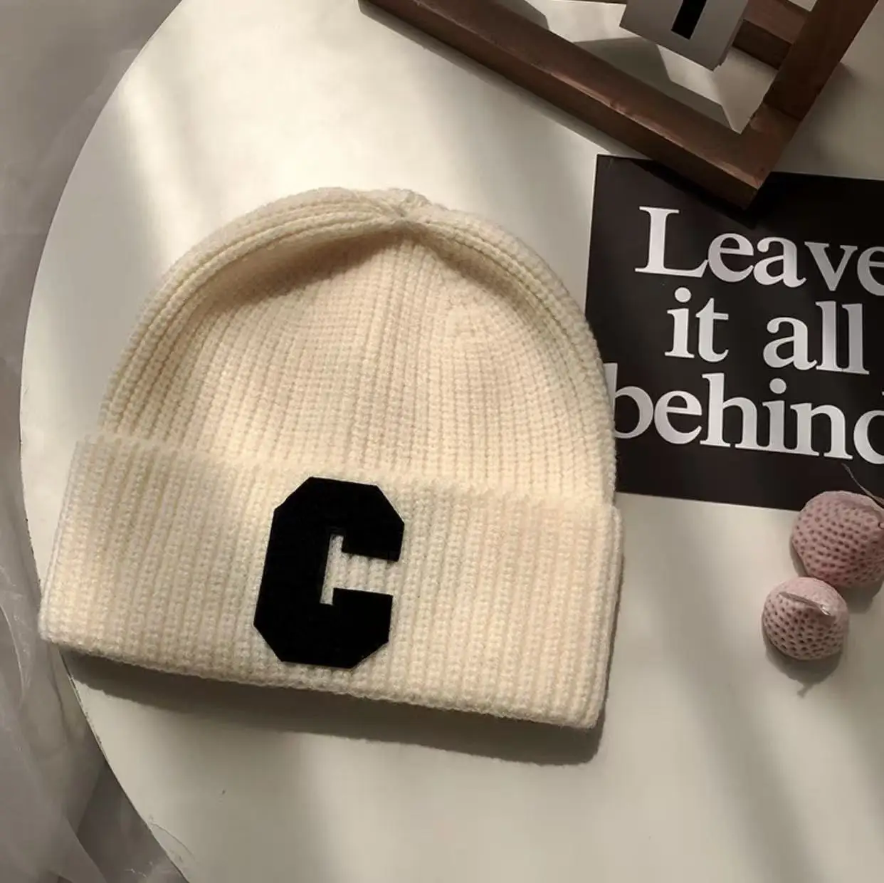 Supply c letter wool hat, fashionable warm parent-child hat, ear protector, pullover hat, casual knitted hat, bag head warm hat