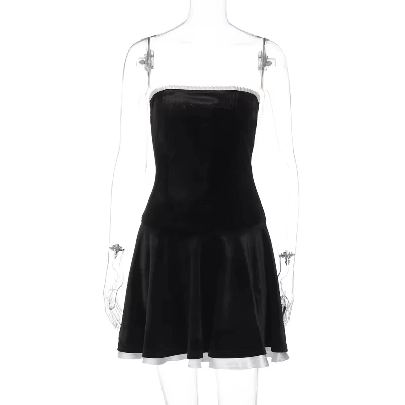 PuTao senza spalline a-line Mini Black HOCO Dress Black Velvet Short Cocktail Party Dresses For Women Chic e Luxury Birthday Dress