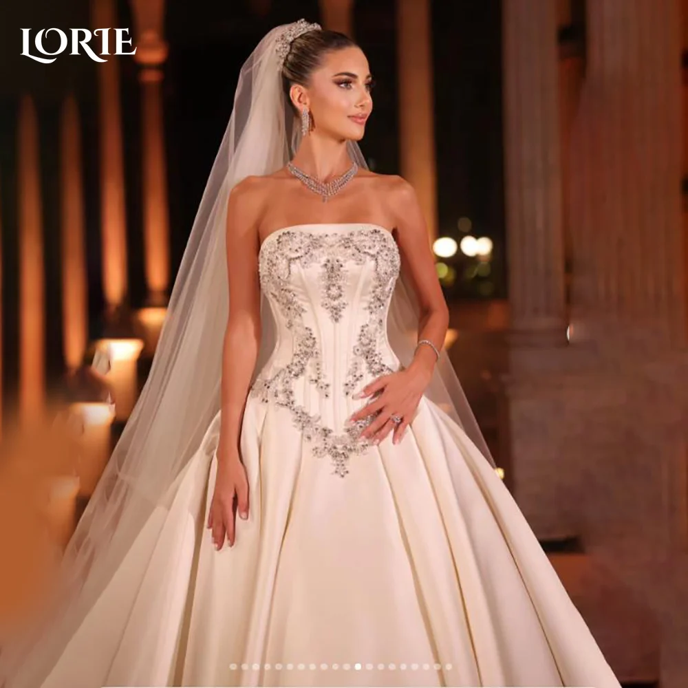 LORIE Boho Baroque Embro Wedding Dress Ball Strapless Sequins Sweetheart Backless Bride Dress Sweep Tail Bridal Gowns Customized