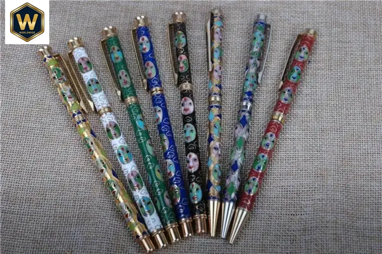 1980s-vintage-cloisonne-ballpoint-pen-handicraft-gift-for-collection-decoration