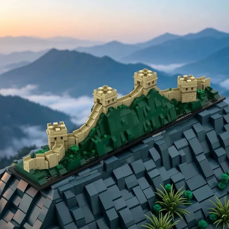 MOC Creative China Great Wall Miracle Green Grassland Building Block Model DIY Adult Puzzle Assembly Toys Birthday Gift Ornament