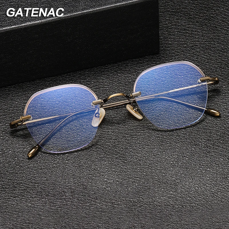 Quality Vintage Pure Titanium Glasses Frame Men Women Retro Prescription Eyeglasses 2023 New Luxury Brand Myopia Optical Eyewear