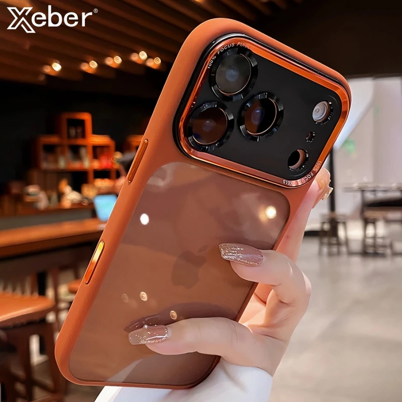 Luxuriöse transparente Metallring-Kameraschutzhülle für iPhone 13, 14, 15, 16 Plus, 17 Pro Max, luftstoßfeste Hybrid-Acrylabdeckung