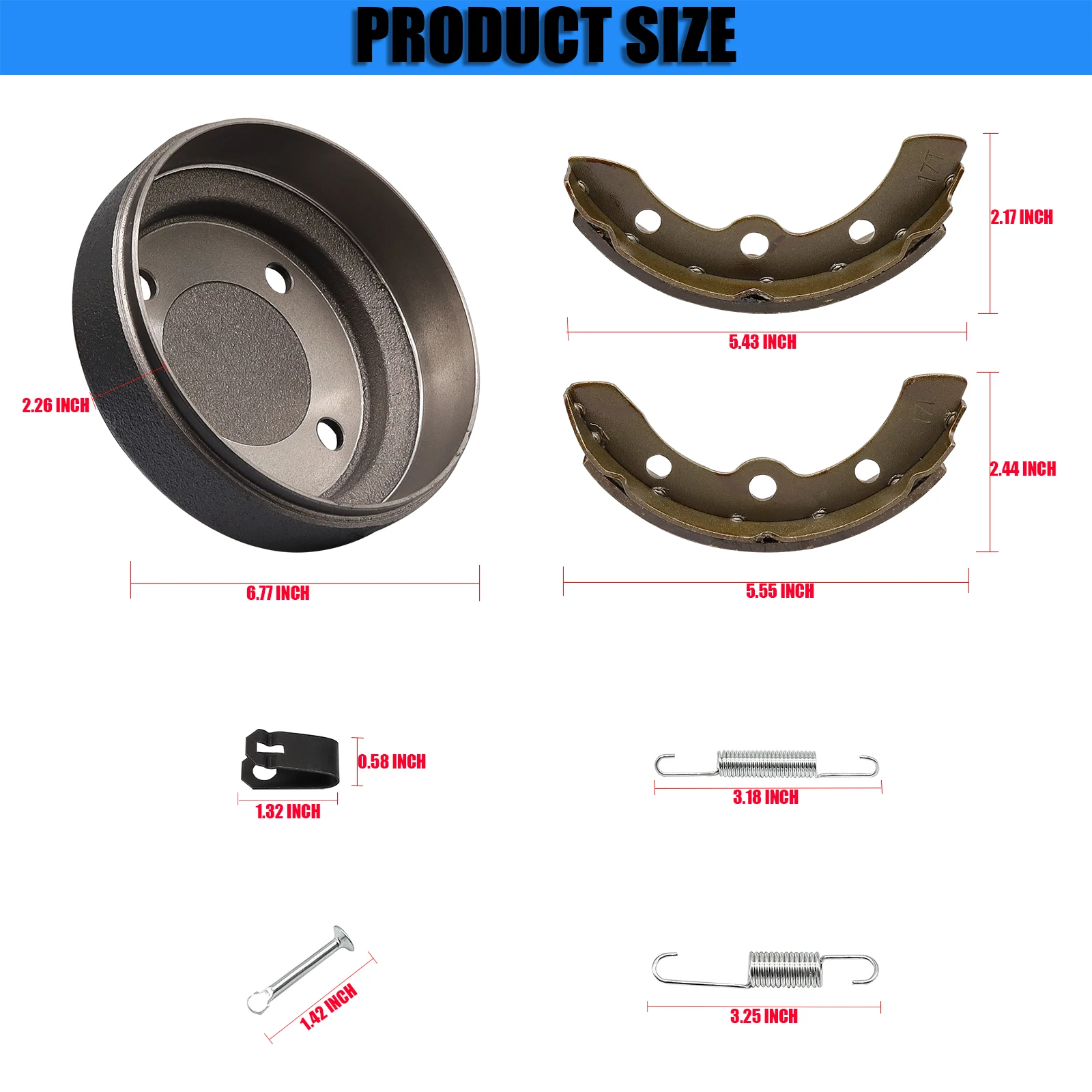 Club Car Golf Cart Brake Drums/Hub & Brake Shoes Spring Kit For DS 1995-Up&Precedent 2004-Up OEM 101791101 101823201 101816301