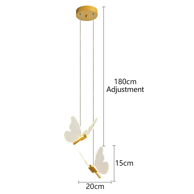 Schmetterling führte Pendel leuchten nordischen goldenen Nachttisch Kronleuchter Beleuchtung für Wohnzimmer Schlafzimmer Nachttisch lampen Innen beleuchtung