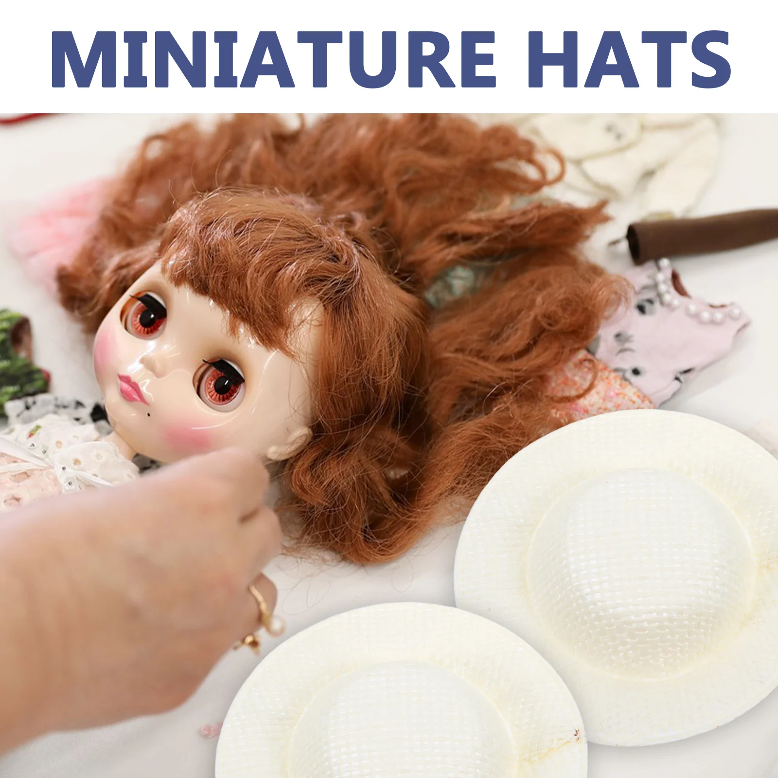 15Pcs Mini Imitation Straw Hats Miniature Woven Caps for Craft Projects DIY Creative Materials Tiny Handmade Accessories