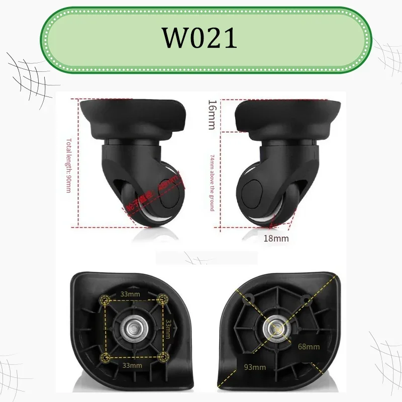 For W021 Universal Luggage Wheel Replacement - 360° Silent Swivel Wheel - Durable Material - Fits Most Suitcases