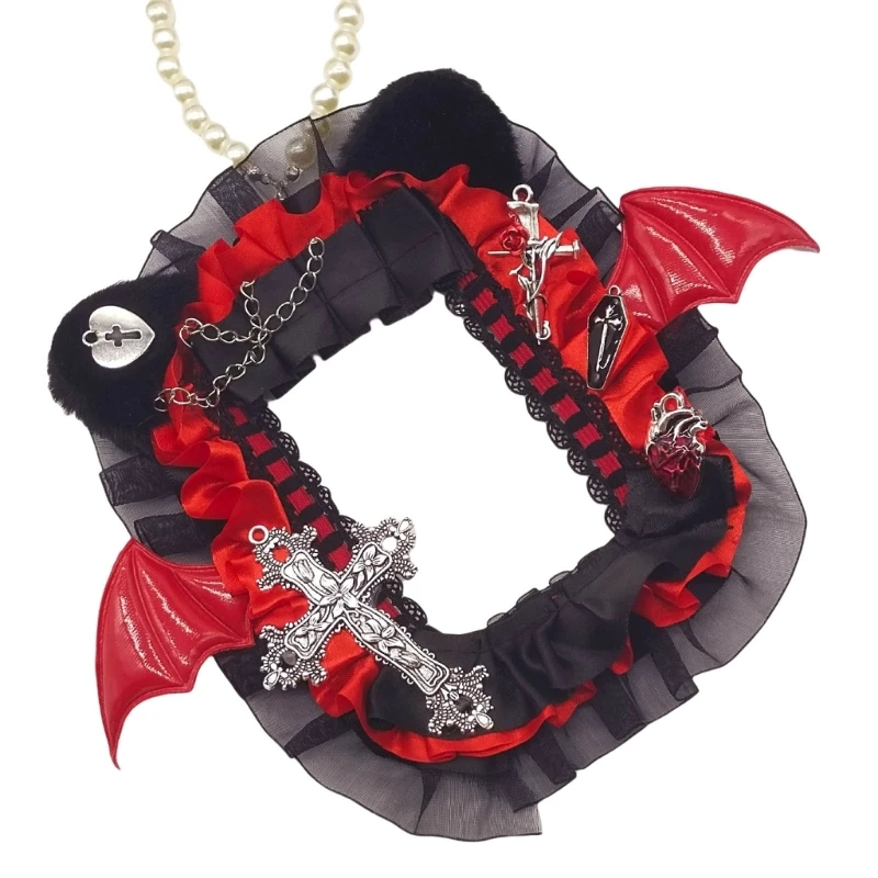 Bat Wing Photocard Case with Beads Chain Devil Bat Wing Photo Card Display Holder Photocard Holder Keychain Bag Pendant