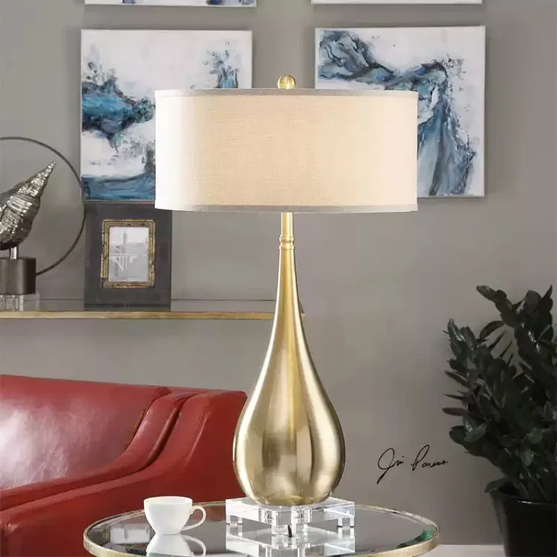 Everbright Store Simple Post-Modern Desk Lamp Chinese Living Room Creative Light Luxury Metal Bedroom Bedside Lamp